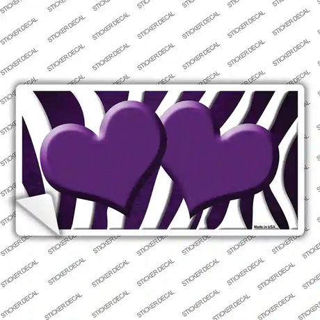 Purple White Zebra Hearts Oil Rubbed Novelty Sticker Decal