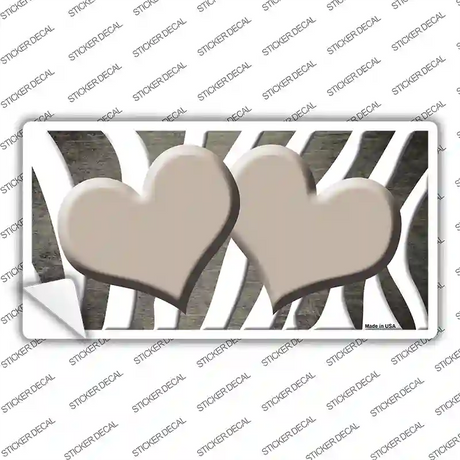 Tan White Zebra Hearts Oil Rubbed Novelty Sticker Decal