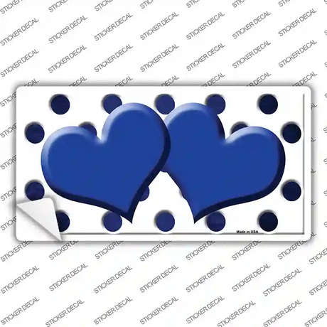 Blue White Dots Hearts Oil Rubbed Novelty Sticker Decal