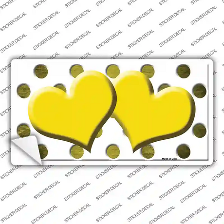 Yellow White Dots Hearts Oil Rubbed Novelty Sticker Decal