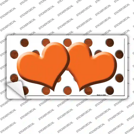 Orange White Dots Hearts Oil Rubbed Novelty Sticker Decal