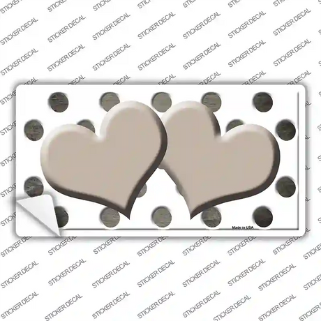 Tan White Dots Hearts Oil Rubbed Novelty Sticker Decal