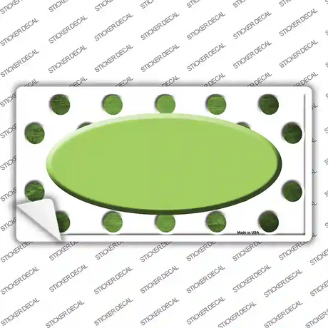 Lime Green White Dots Oval Oil Rubbed Novelty Sticker Decal