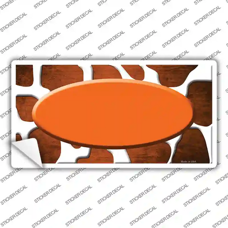 Orange White Oval Giraffe Oil Rubbed Novelty Sticker Decal