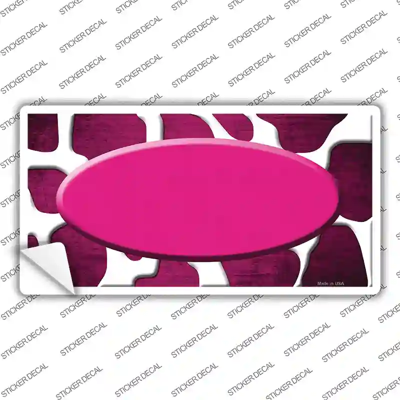 Pink White Oval Giraffe Oil Rubbed Novelty Sticker Decal