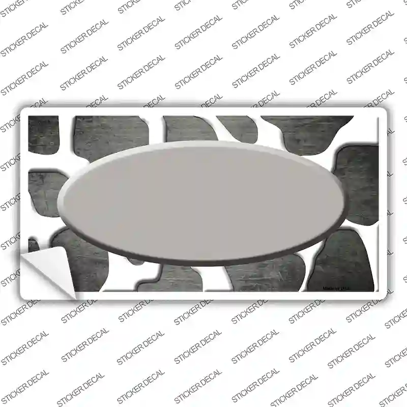 Gray White Oval Giraffe Oil Rubbed Novelty Sticker Decal