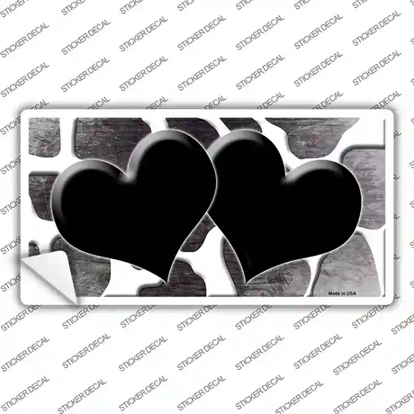Black White Hearts Giraffe Oil Rubbed Novelty Sticker Decal