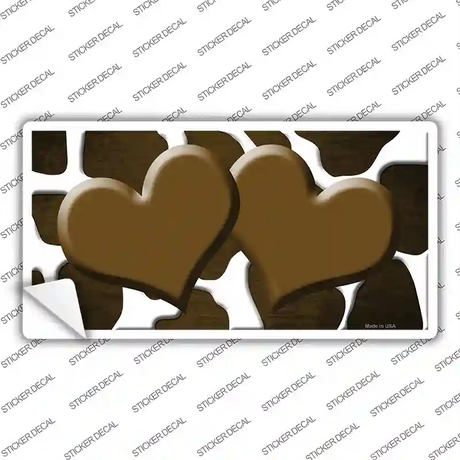 Brown White Hearts Giraffe Oil Rubbed Novelty Sticker Decal