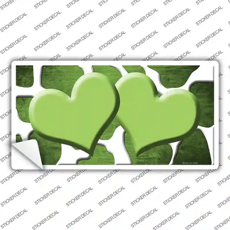 Lime Green White Hearts Giraffe Oil Rubbed Novelty Sticker Decal
