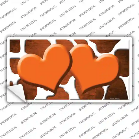 Orange White Hearts Giraffe Oil Rubbed Novelty Sticker Decal