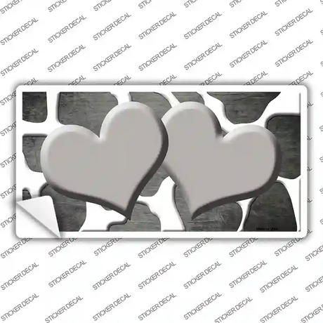 Gray White Hearts Giraffe Oil Rubbed Novelty Sticker Decal
