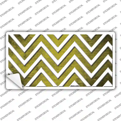 Yellow White Chevron Oil Rubbed Novelty Sticker Decal