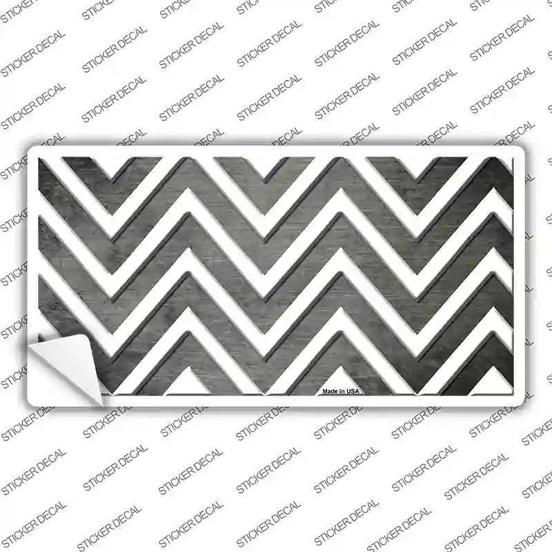Gray White Chevron Oil Rubbed Novelty Sticker Decal