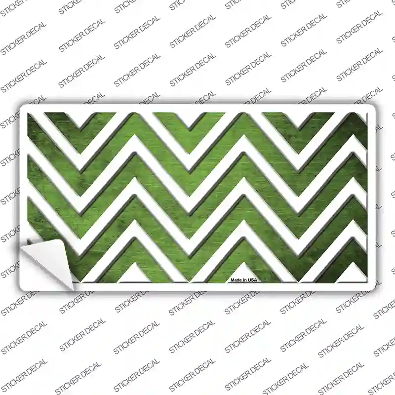 Lime Green White Chevron Oil Rubbed Novelty Sticker Decal