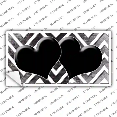 Black White Hearts Chevron Oil Rubbed Novelty Sticker Decal