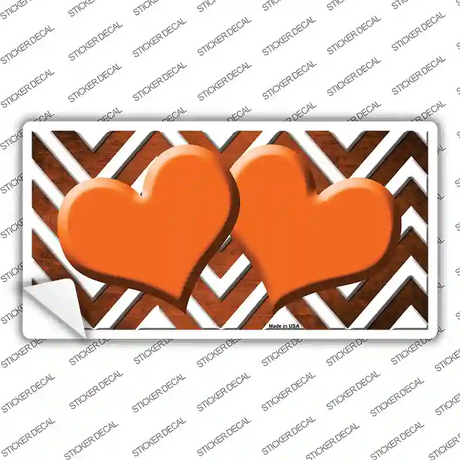 Orange White Hearts Chevron Oil Rubbed Novelty Sticker Decal