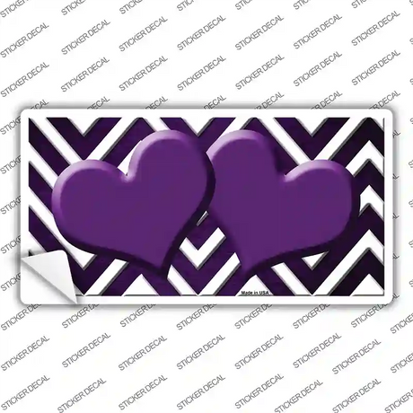 Purple White Hearts Chevron Oil Rubbed Novelty Sticker Decal