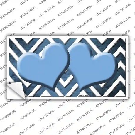 Light Blue White Hearts Chevron Oil Rubbed Novelty Sticker Decal