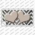 Tan White Hearts Chevron Oil Rubbed Novelty Sticker Decal