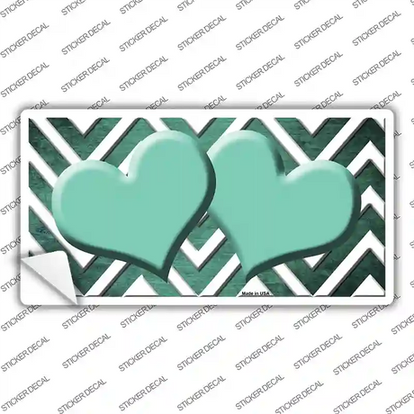 Mint White Hearts Chevron Oil Rubbed Novelty Sticker Decal
