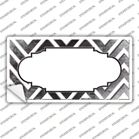Black White Chevron Scallop Oil Rubbed Novelty Sticker Decal
