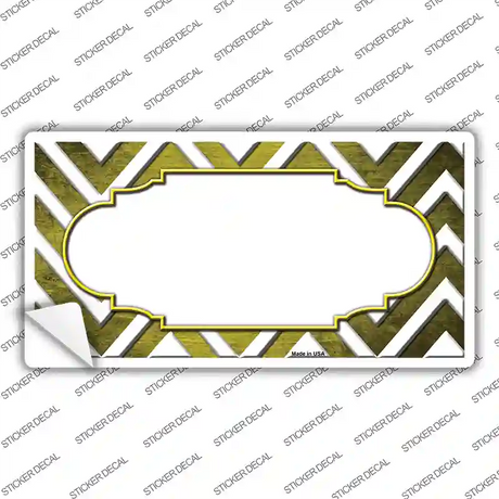 Yellow White Chevron Scallop Oil Rubbed Novelty Sticker Decal