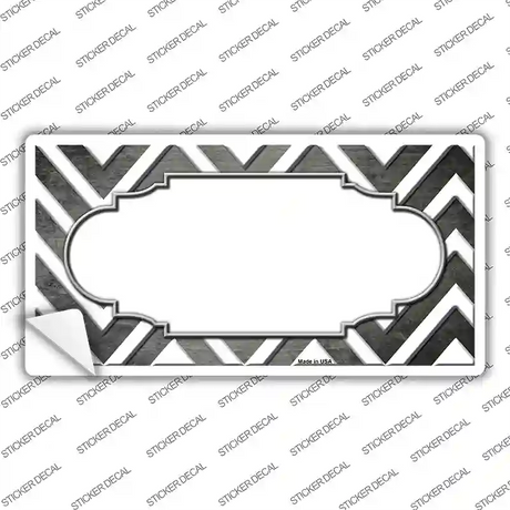 Gray White Chevron Scallop Oil Rubbed Novelty Sticker Decal