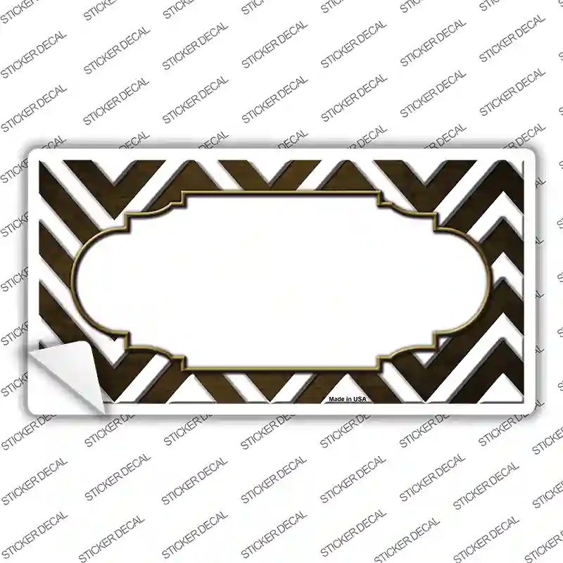Brown White Chevron Scallop Oil Rubbed Novelty Sticker Decal