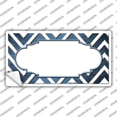 Light Blue White Chevron Scallop Oil Rubbed Novelty Sticker Decal