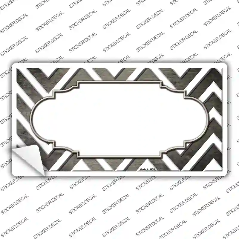Tan White Chevron Scallop Oil Rubbed Novelty Sticker Decal