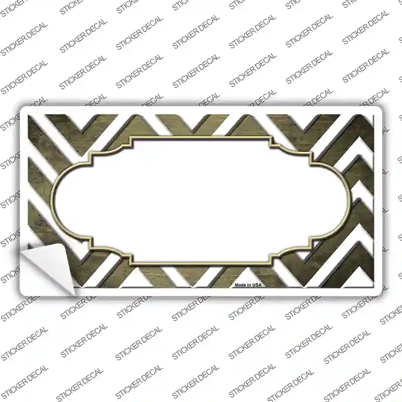 Gold White Chevron Scallop Oil Rubbed Novelty Sticker Decal