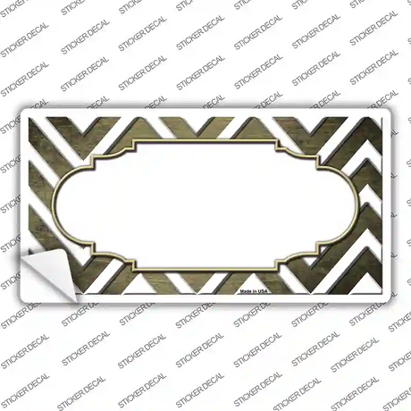 Gold White Chevron Scallop Oil Rubbed Novelty Sticker Decal