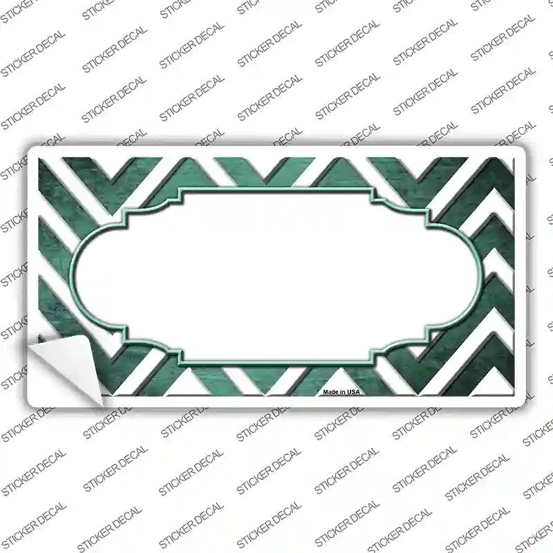 Mint White Chevron Scallop Oil Rubbed Novelty Sticker Decal