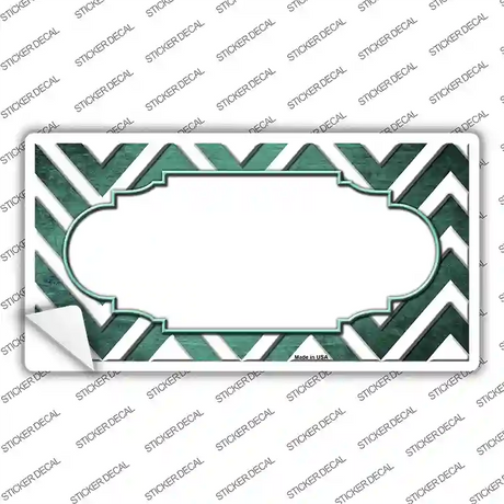 Mint White Chevron Scallop Oil Rubbed Novelty Sticker Decal