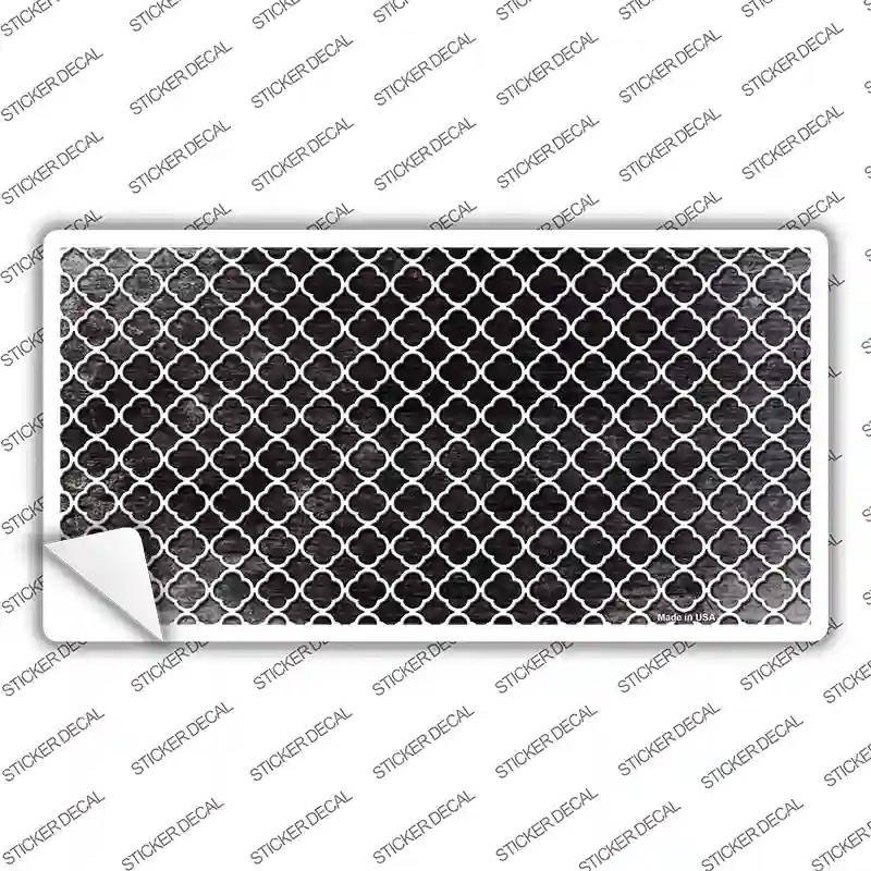 Black White Quatrefoil Oil Rubbed Novelty Sticker Decal