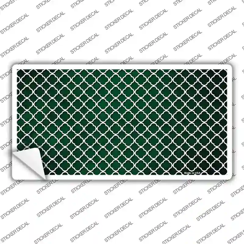 Green White Quatrefoil Oil Rubbed Novelty Sticker Decal
