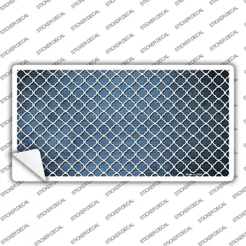 Light Blue White Quatrefoil Oil Rubbed Novelty Sticker Decal