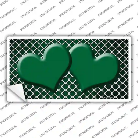 Green White Quatrefoil Hearts Oil Rubbed Novelty Sticker Decal