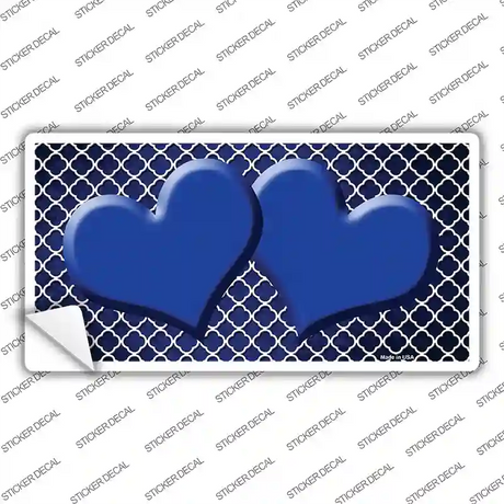 Blue White Quatrefoil Hearts Oil Rubbed Novelty Sticker Decal