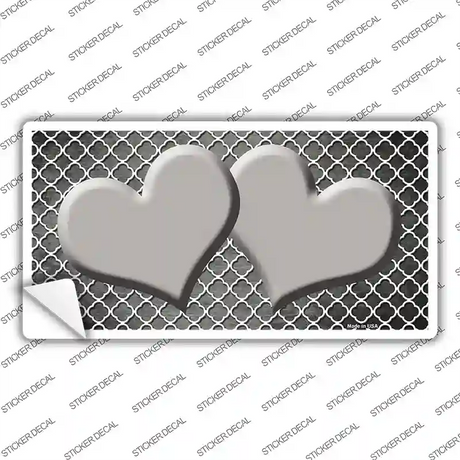 Gray White Quatrefoil Hearts Oil Rubbed Novelty Sticker Decal