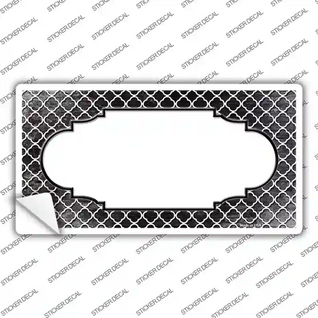 Black White Quatrefoil Scallop Oil Rubbed Novelty Sticker Decal