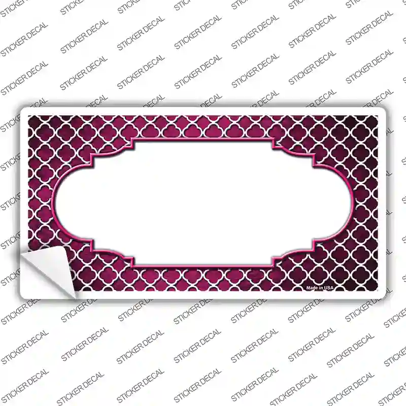 Pink White Quatrefoil Scallop Oil Rubbed Novelty Sticker Decal