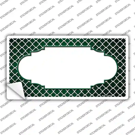 Green White Quatrefoil Scallop Oil Rubbed Novelty Sticker Decal