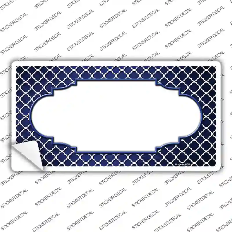 Blue White Quatrefoil Scallop Oil Rubbed Novelty Sticker Decal