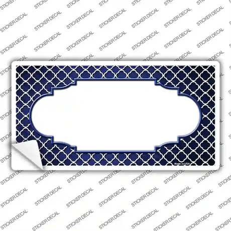 Blue White Quatrefoil Scallop Oil Rubbed Novelty Sticker Decal