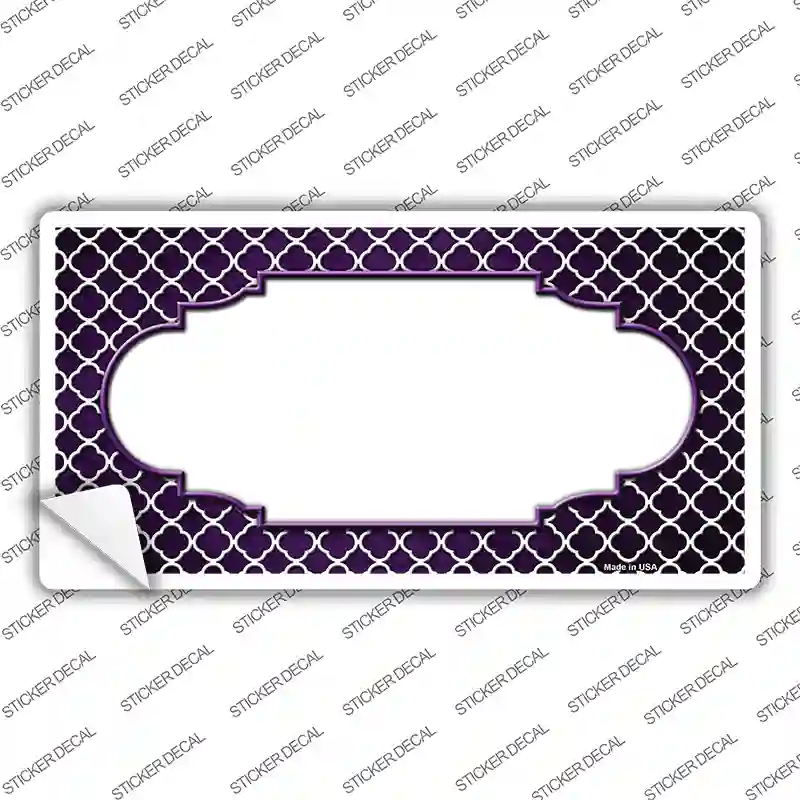 Purple White Quatrefoil Scallop Oil Rubbed Novelty Sticker Decal
