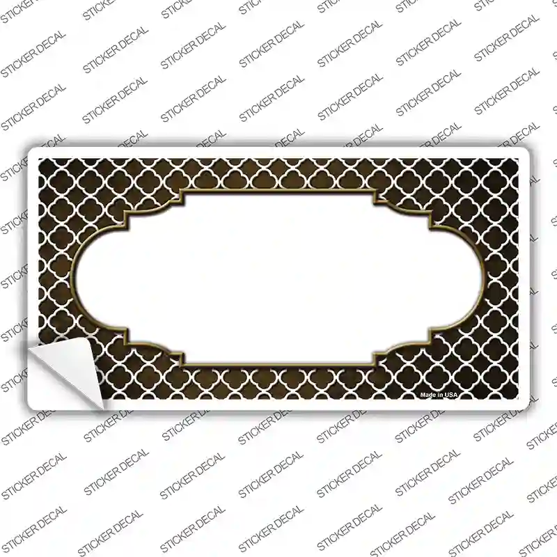 Brown White Quatrefoil Scallop Oil Rubbed Novelty Sticker Decal