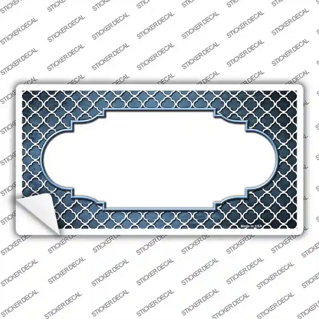 Light Blue White Quatrefoil Scallop Oil Rubbed Novelty Sticker Decal