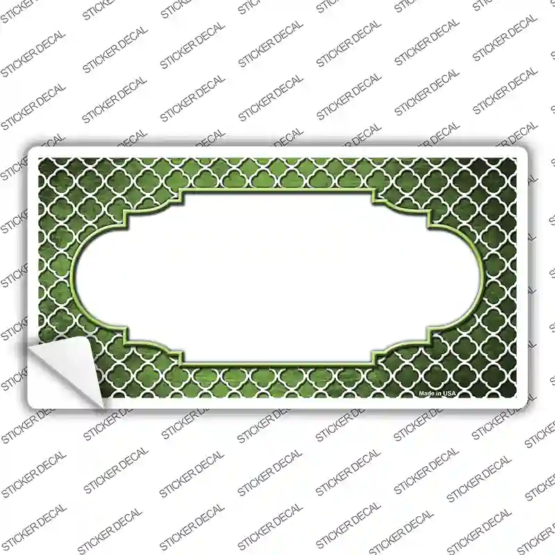 Lime Green White Quatrefoil Scallop Oil Rubbed Novelty Sticker Decal