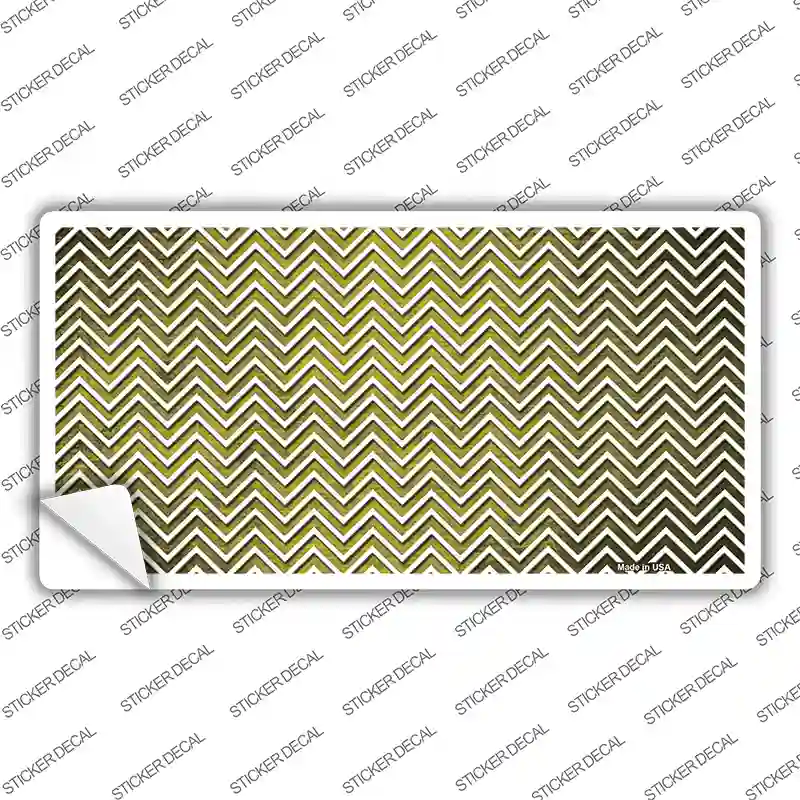 Yellow White Small Chevron Oil Rubbed Novelty Sticker Decal